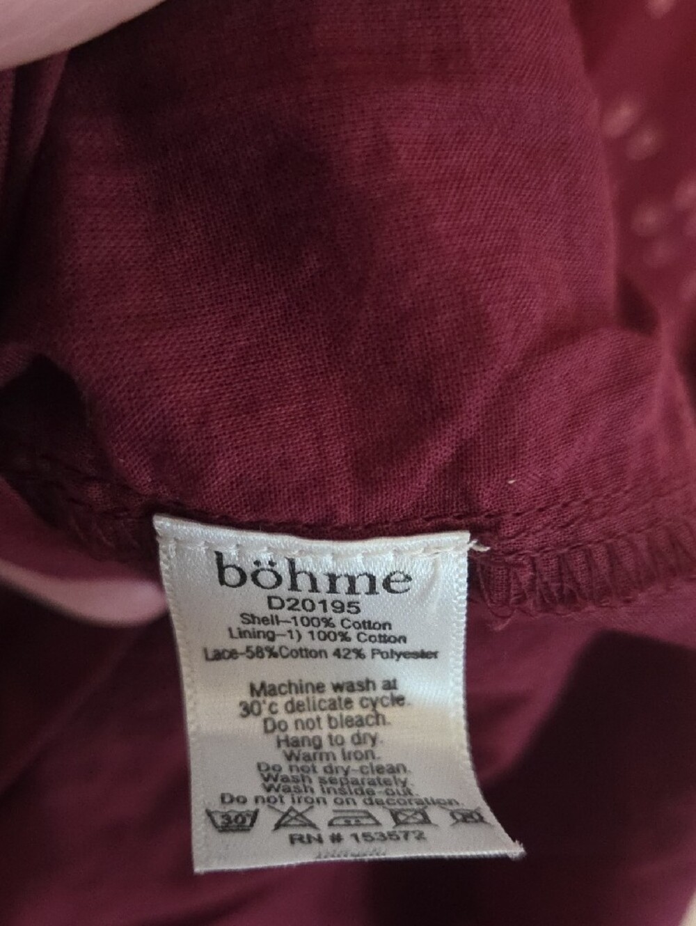 Bohme Bohemian Tiered Dress in Burgundy with Embroidered Details S - Picture 5 of 6